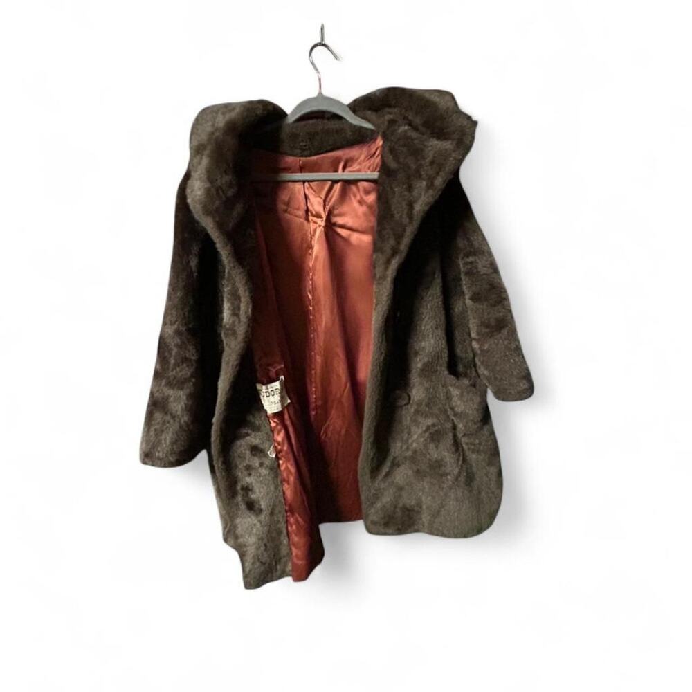 Large gorgeous 1960s mid century vintage faux fur oversized swing jacket - Picture 2 of 4
